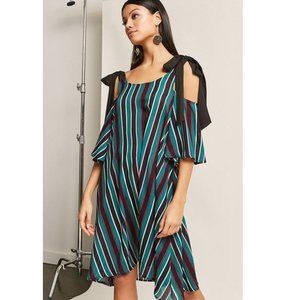 NASTY GAL Cutesy Twee Mod Striped Tie Shoulder Bell Sleeve Tent Trapeze Dress S